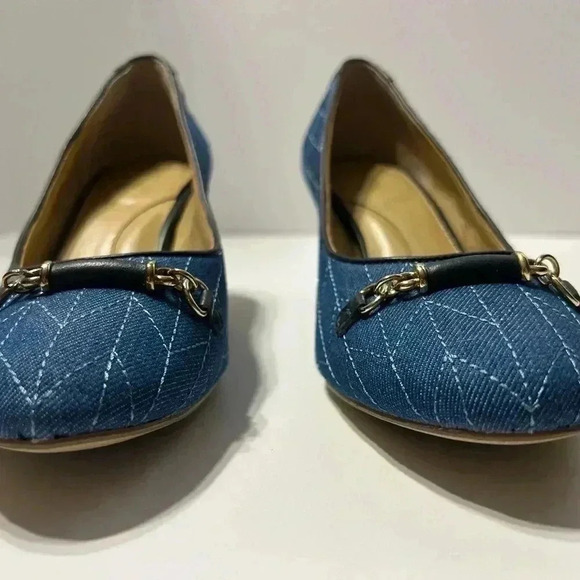 TALBOTS Ellery Bit Block Heel Pumps - Quilted Denim- Size 8.5 - Picture 10 of 12
